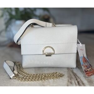 ISADORA Italian Leather Dual Gusset Bag Hand Crossbody Latte Color NWT